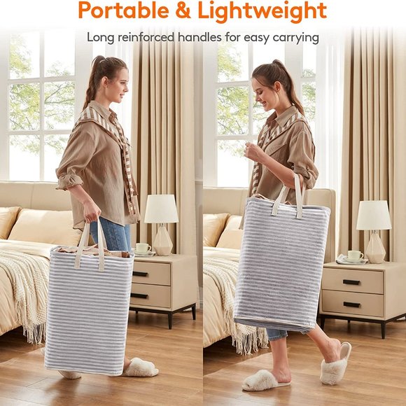 Brand New Laundry Hamper, Large Storage Bin & Waterproof Basket White Canvas 72L - Picture 6 of 8